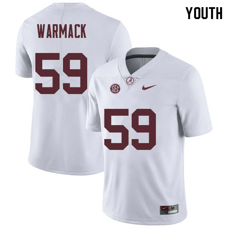 Youth #59 Dallas Warmack Alabama Crimson Tide College Football Jerseys Sale-White